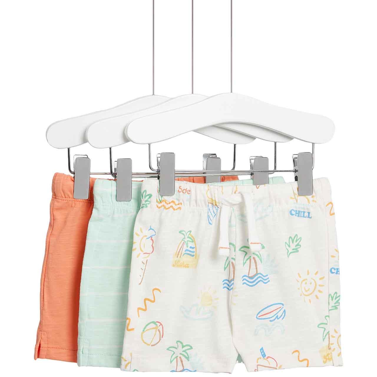 M&S 3pk Pure Cotton Shorts, 2-3 Years, Patterned