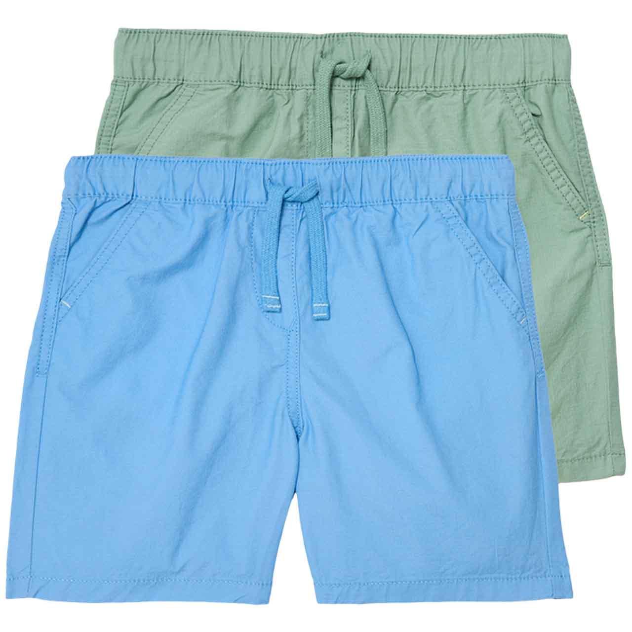 M&S Boys Cotton Ripstop Shorts, 2 Pack, 3-4 Years, Blue 