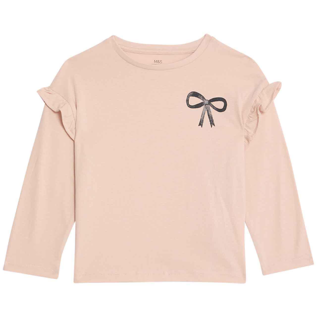 M&S Bow Frill Top 2-3Y, Pink