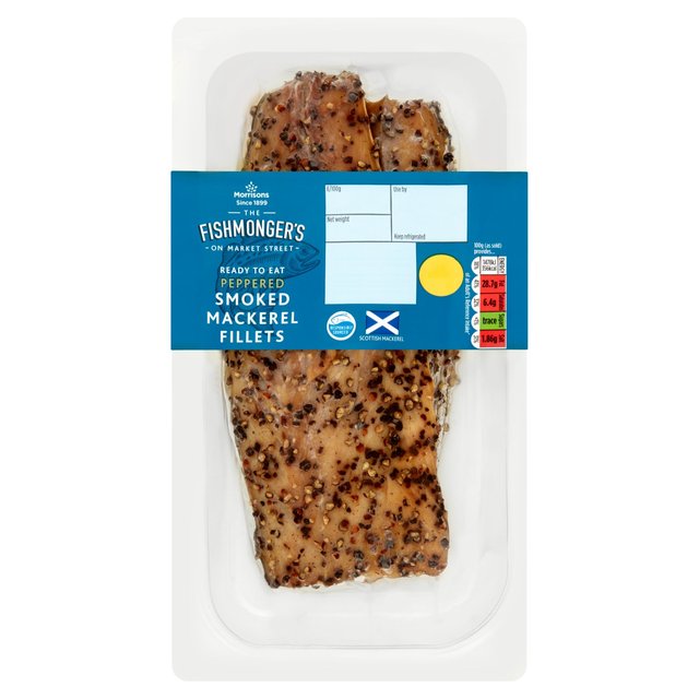 Morrisons Market Street Peppered Hot Smoked Mackerel Fillets Typically: 250g