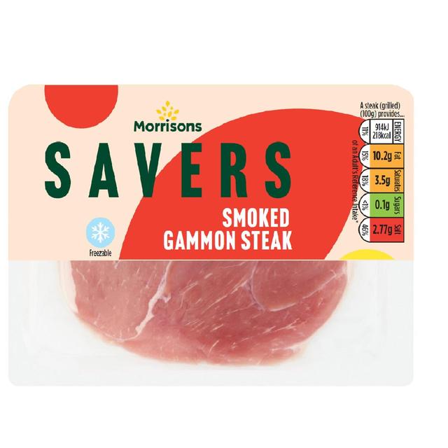 Morrisons Savers Smoked Gammon Steaks  Typically: 0.35kg