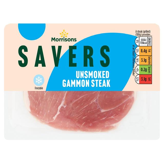 Morrisons Savers Unsmoked Gammon Steaks  Typically: 0.35kg