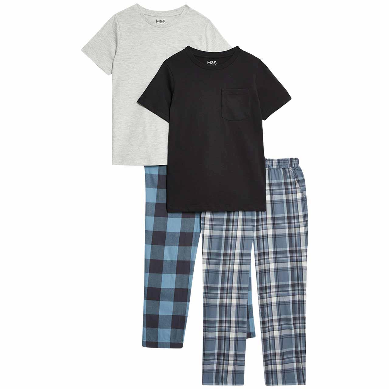 M&S Check Pyjamas, 7-8 Years, Black