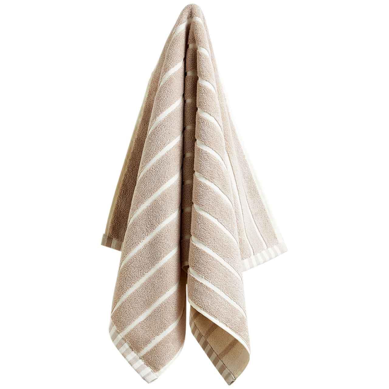 M&S Pure Cotton Carved Stripe Bath Towel, Natural
