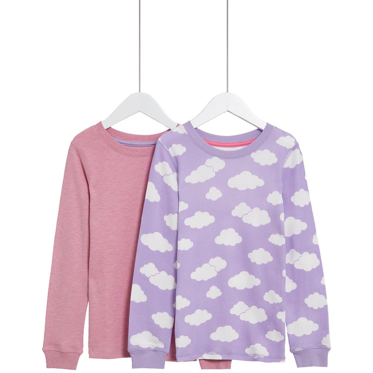 M&S Cloud Thermal Tops, 2 Pack, 3-4 Years, Lilac - HelloSupermarket
