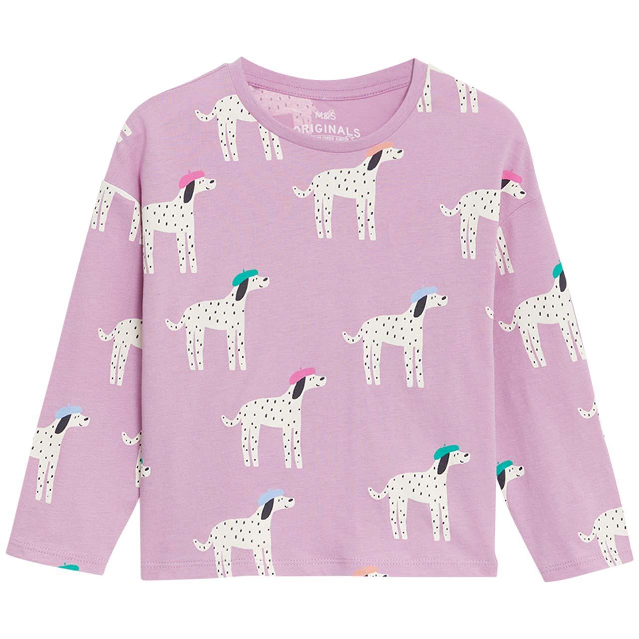 M&S Pure Cotton Dalmatian Print Top, 4-5 Years, Pink