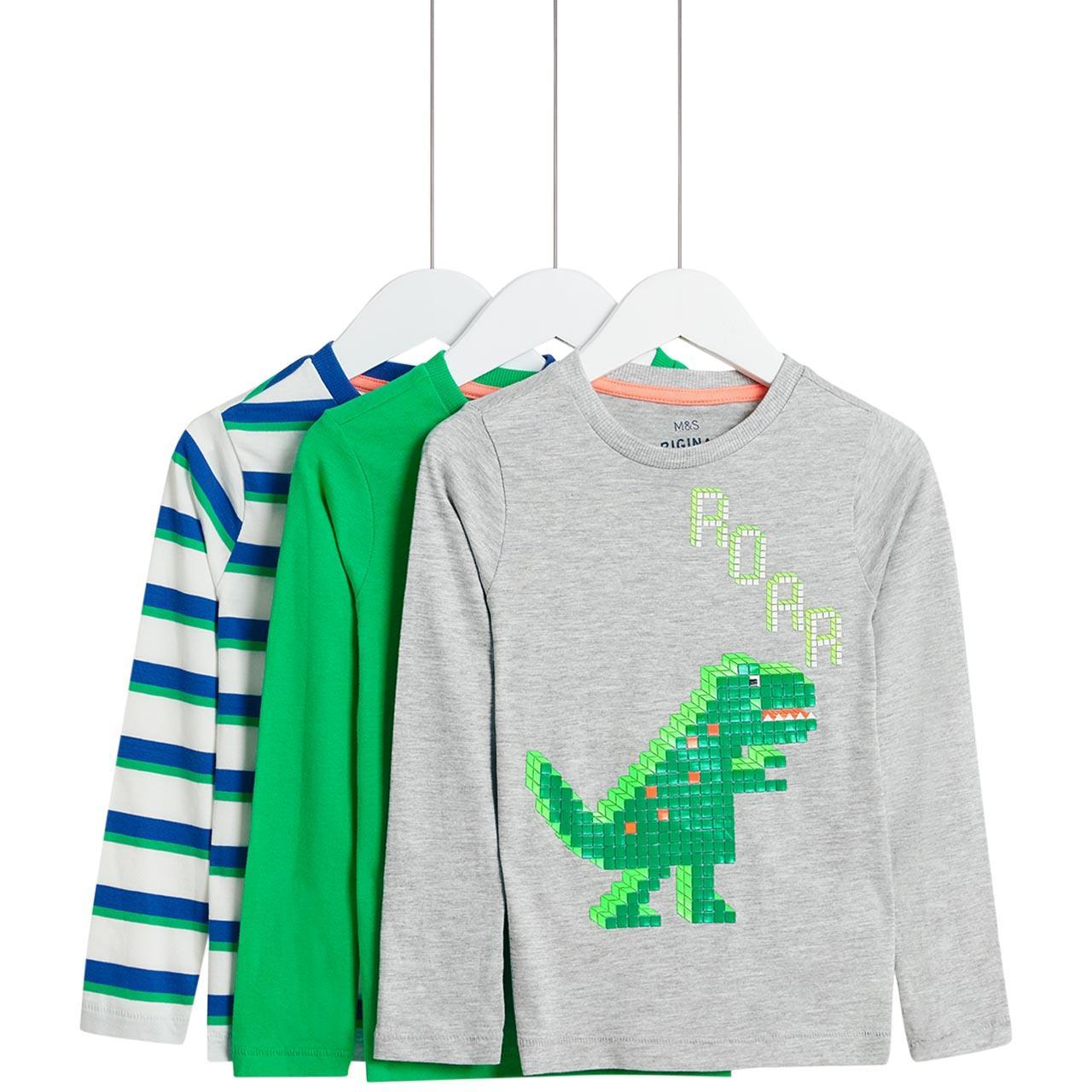 M&S Dino Tops, 3 Pack, 2-3 Years