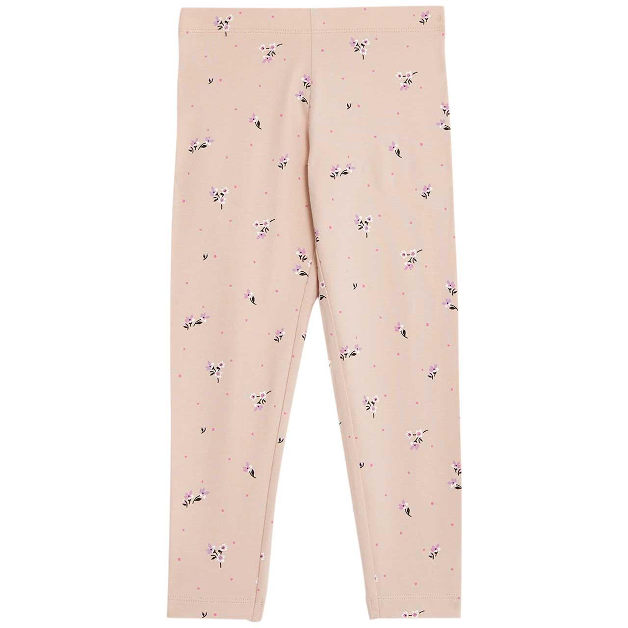 M&S Girls Cotton Rich Ditsy Floral Leggings, 2-3 Years, Pink