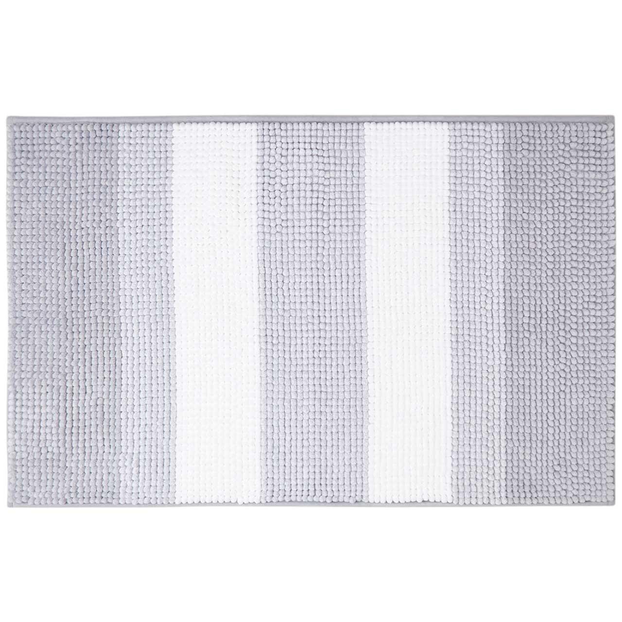 M&S Bobble Striped Bath Mat, Silver Grey