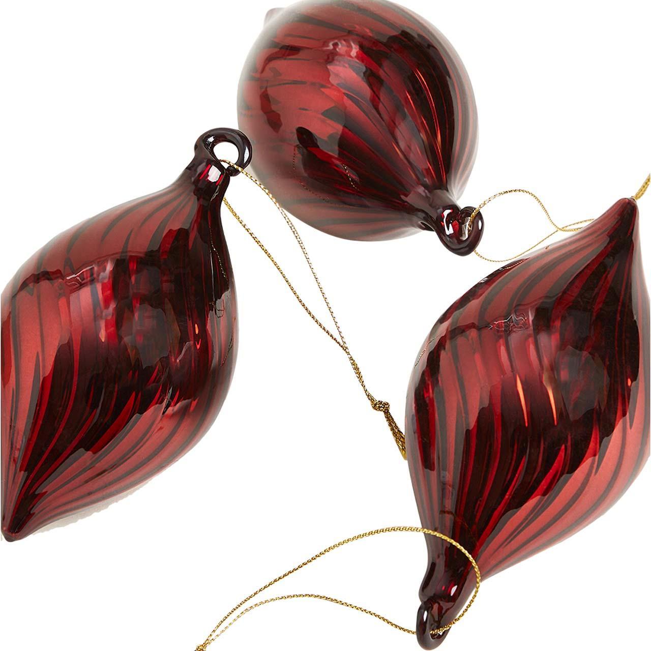 M&S Red Swirl Christmas Baubles