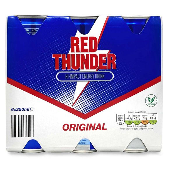 Red Thunder Hi-impact Energy Drink - Regular 6x250ml