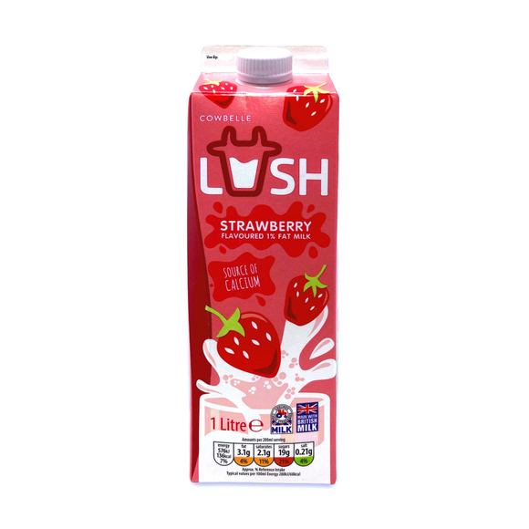 Cowbelle Lush Strawberry Flavoured 1% Fat Milk 1l