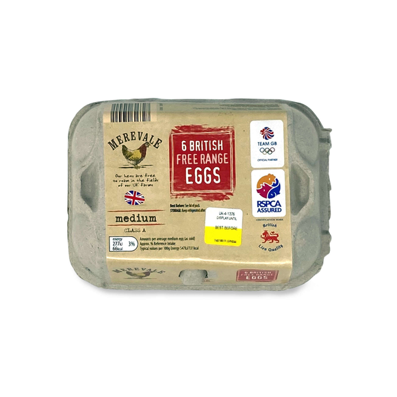 Merevale Medium British Free Range Eggs 6 Pack