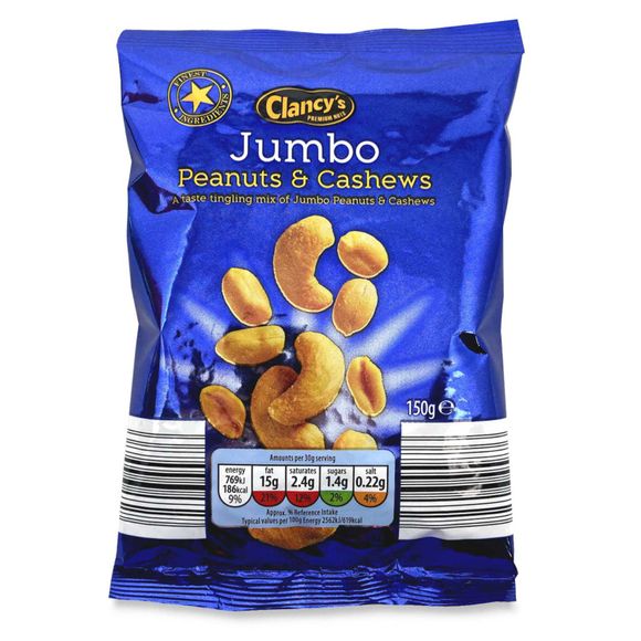 Clancy's Jumbo Peanuts & Cashews 150g