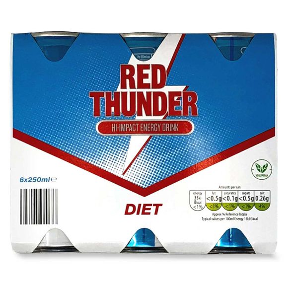 Red Thunder Hi-impact Energy Drink - Diet 6x250ml