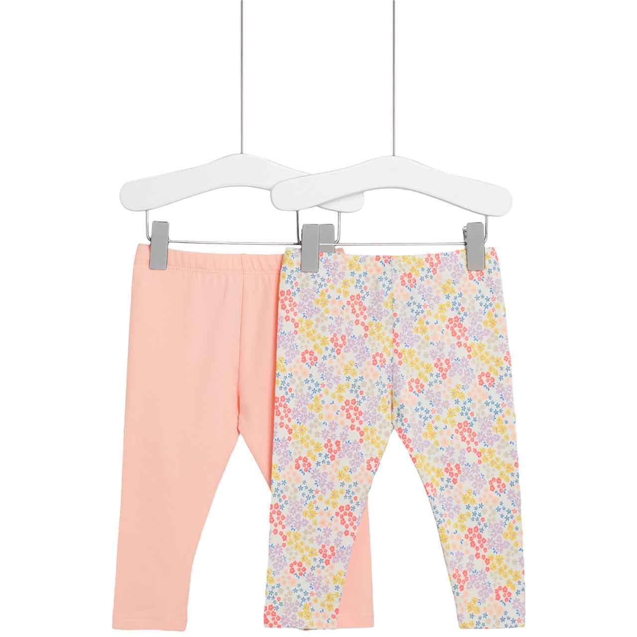 M&S Floral Leggings, 2 Pack, 0-3 Months