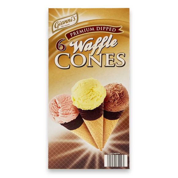 Gianni's Premium Dipped Waffle Cones 6 Pack