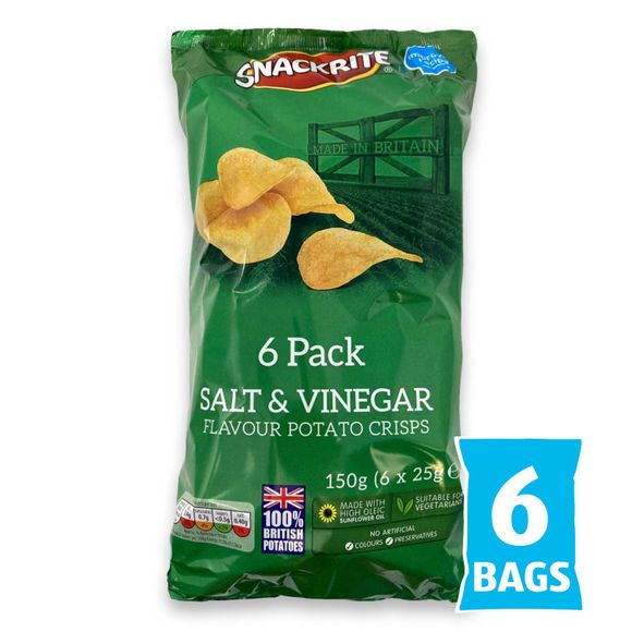 Snackrite Multipack Salt & Vinegar Potato Crisps 6x25g