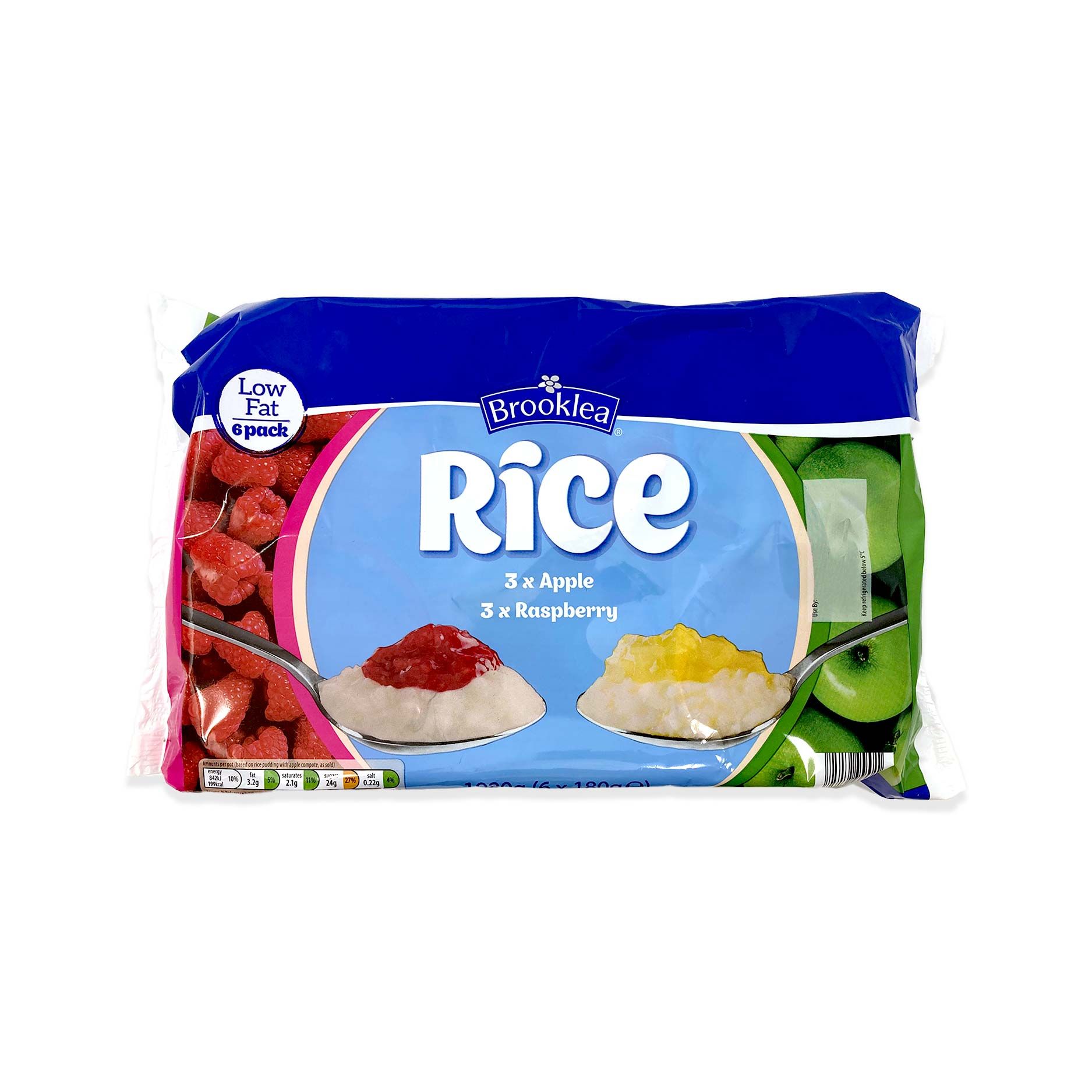 Brooklea Rice Pudding 3x Apple 3x Raspberry 180g