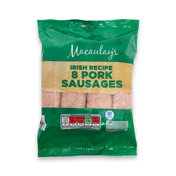 Macaulay's Irish Recipe 8 Pork Sausages 454g