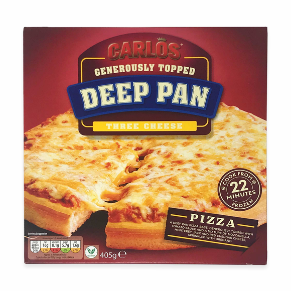 Carlos Generously Topped Deep Pan Three Cheese Pizza 405g