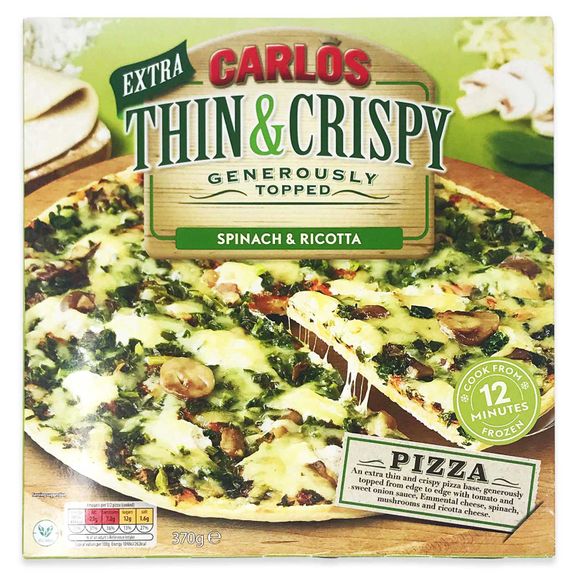 Carlos Extra Thin & Crispy Spinach & Ricotta Pizza 370g