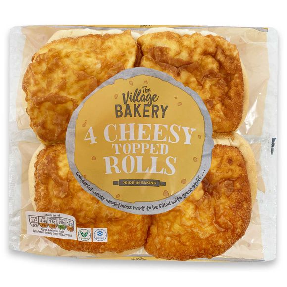 Village Bakery 4 Cheesy Topped Rolls 300g