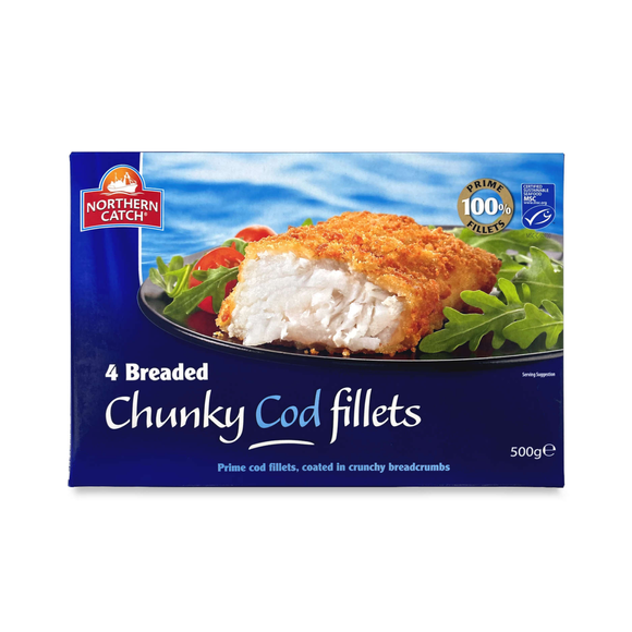 The Fishmonger 4 Breaded Chunky Cod Fillets 500g