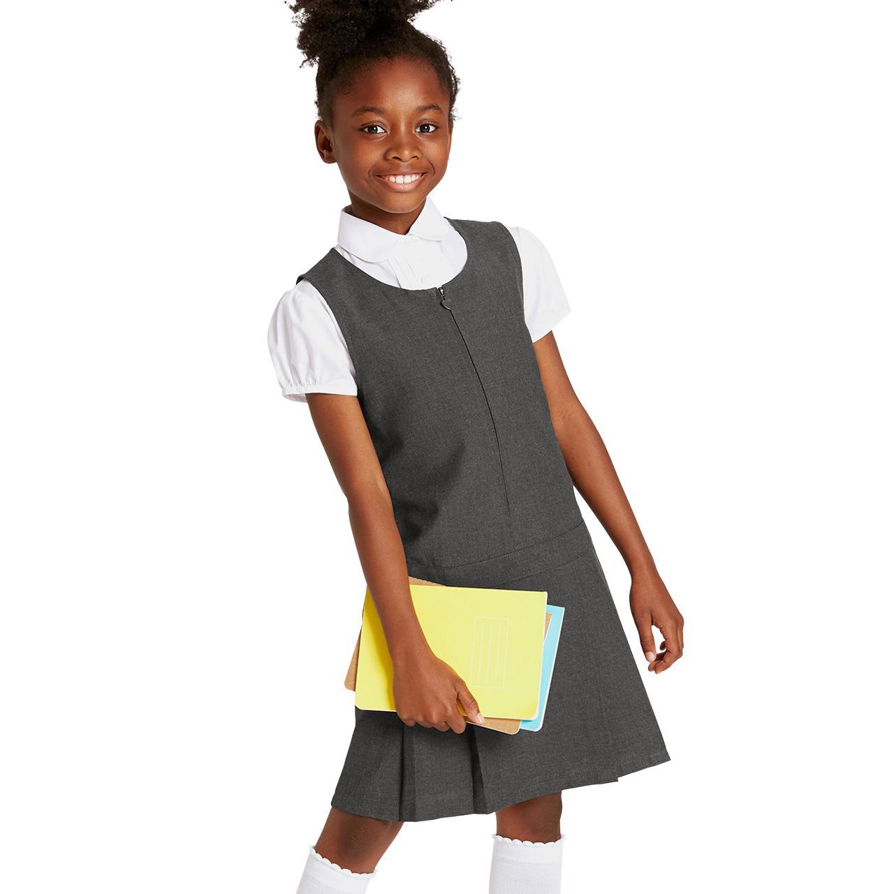 M&S Girls Crease Resistant School Pinafores, 8-9 Years, Grey