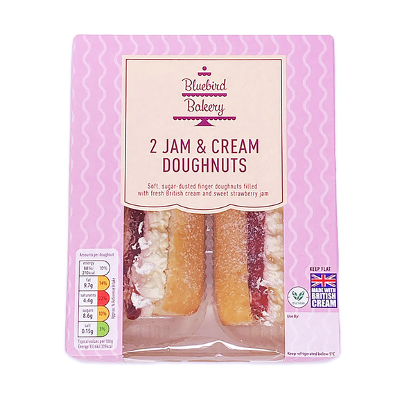 Bluebird Bakery Fresh Jam & Cream Doughnuts 2 Pack