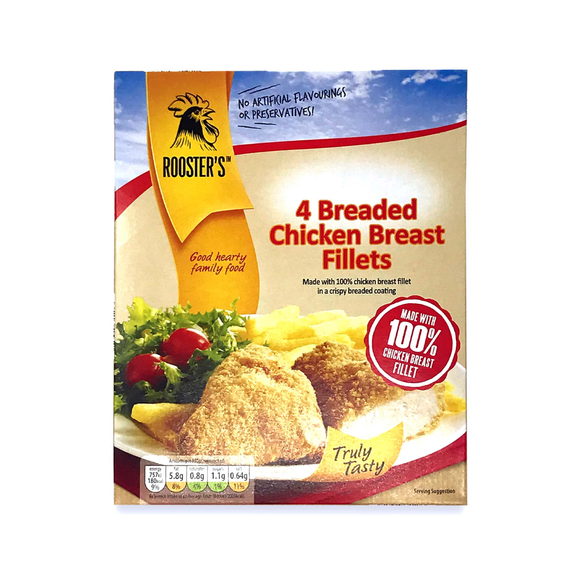 Roosters Gastro Breaded Chicken Breast Fillets 400g/4 Pack