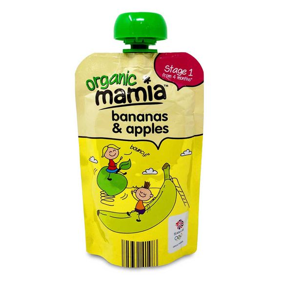 Mamia Organic Bananas & Apples Baby Food Pouch 120g