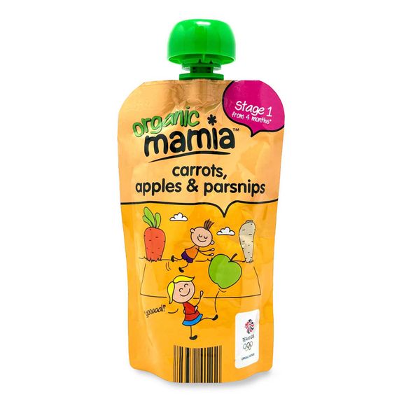 Mamia Organic Carrots, Apples & Parsnips Baby Food Pouch 120g