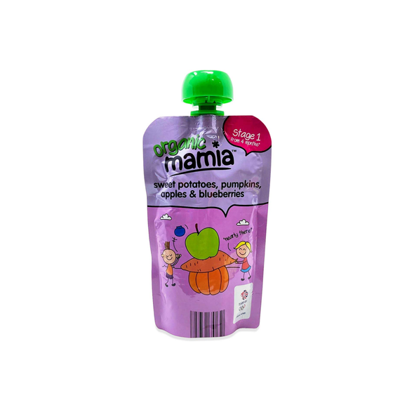 Mamia Organic Sweet Potato, Pumpkin, Blueberry & Apple Baby Food Pouch 120g