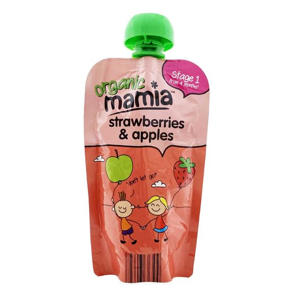 Mamia Organic Stage 1 Strawberry & Apple Pouch 120g