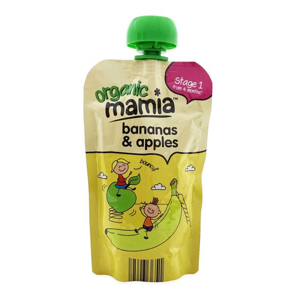 Mamia Organic Stage 1 Bananas & Apples Pouch 120g