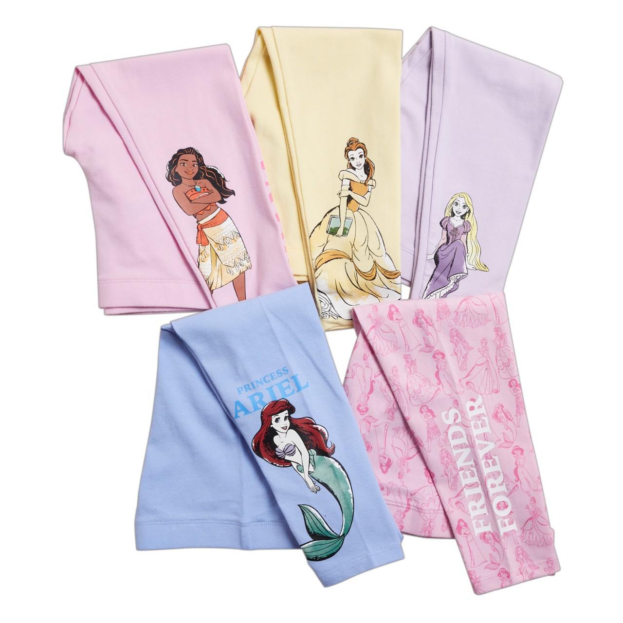 M&S 5 Pack Cotton Disney Princess Leggings, 2-3 Years, Multi