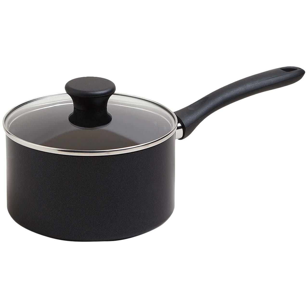 M&S Black Aluminium 18cm Non-Stick Saucepan, Black