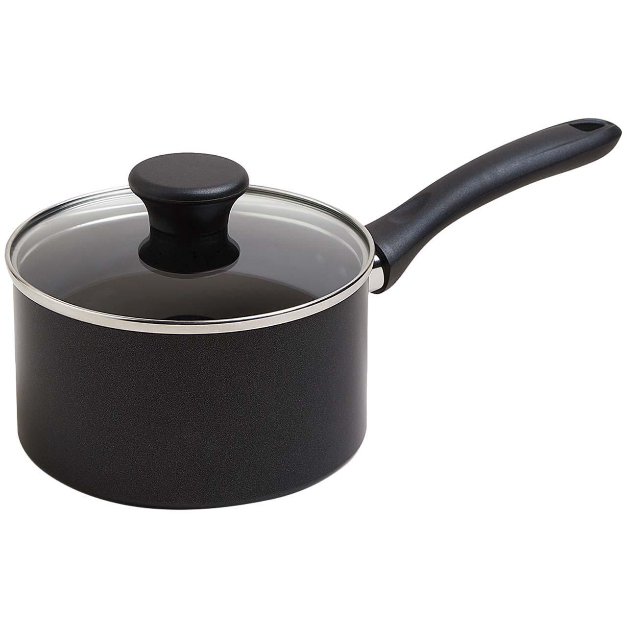 M&S Black Aluminium 16cm Non-Stick Saucepan, Black