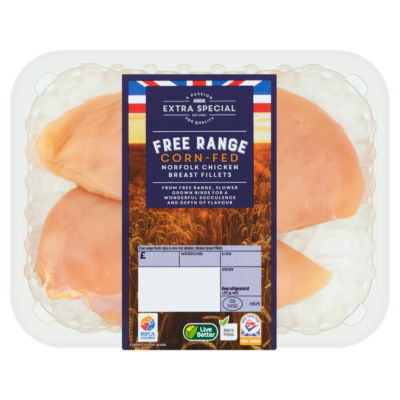 ASDA Extra Special Free Range Corn-Fed Norfolk Chicken Breast Fillets (Typically 350g)