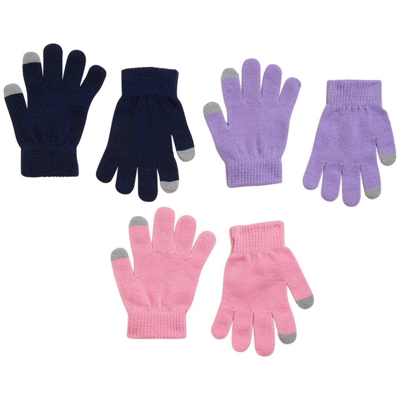 M&S Girls 3pk Gloves, One Size, Sugar Pink