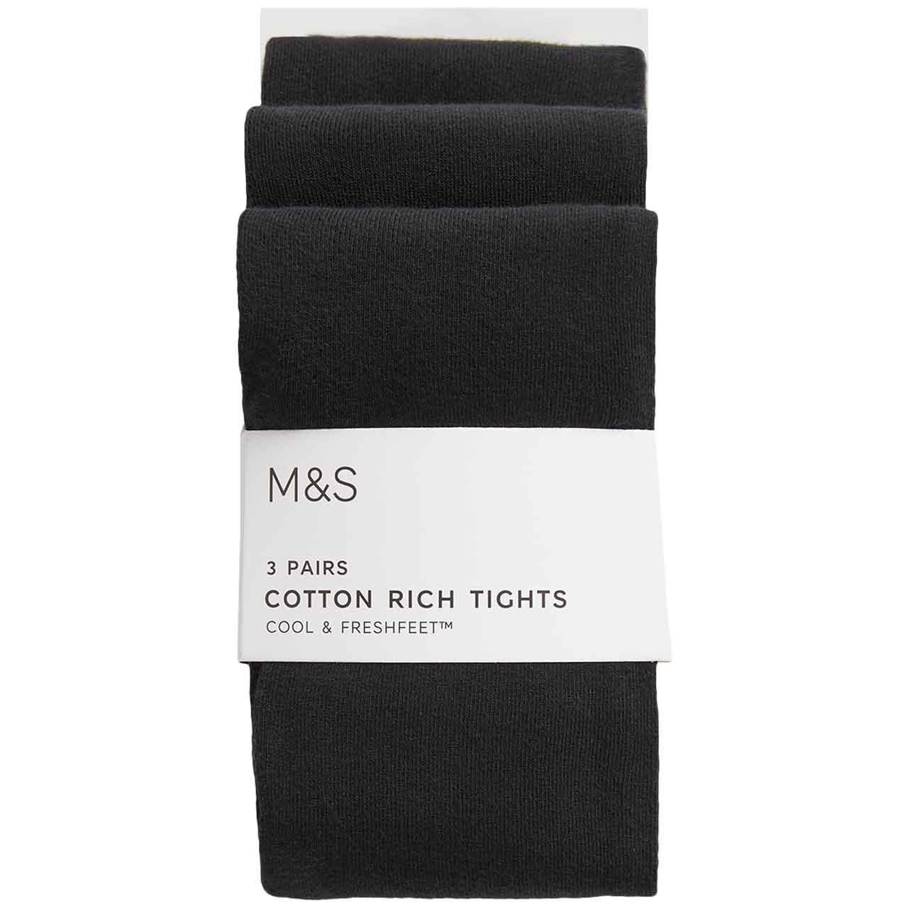 M&S School Tight, 3 Pack, 6-7 Years, Black