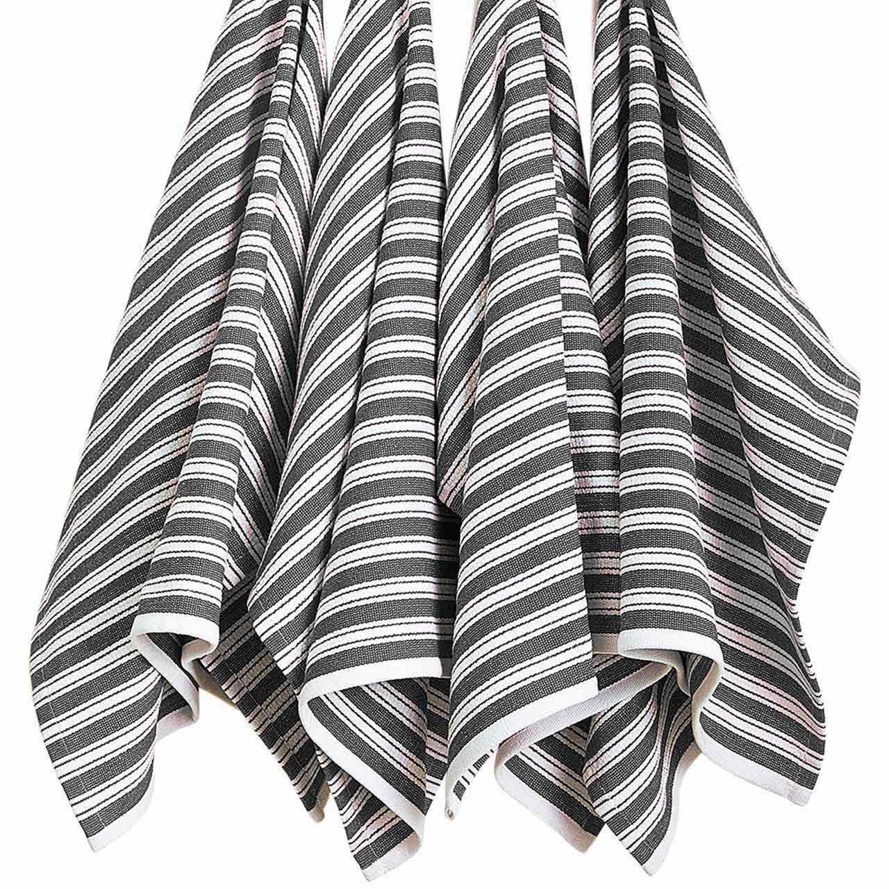 M&S Set of 4 Cotton Rich Basket Weave Tea Towels, One Size, Dark Grey