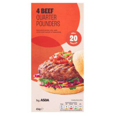 ASDA 4 Beef Quarter Pounders