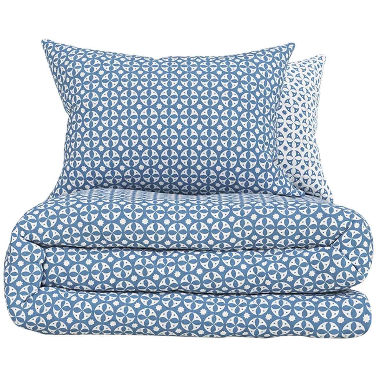 M&S Cotton Blend Circle Star Bedding Set, Single, Blue