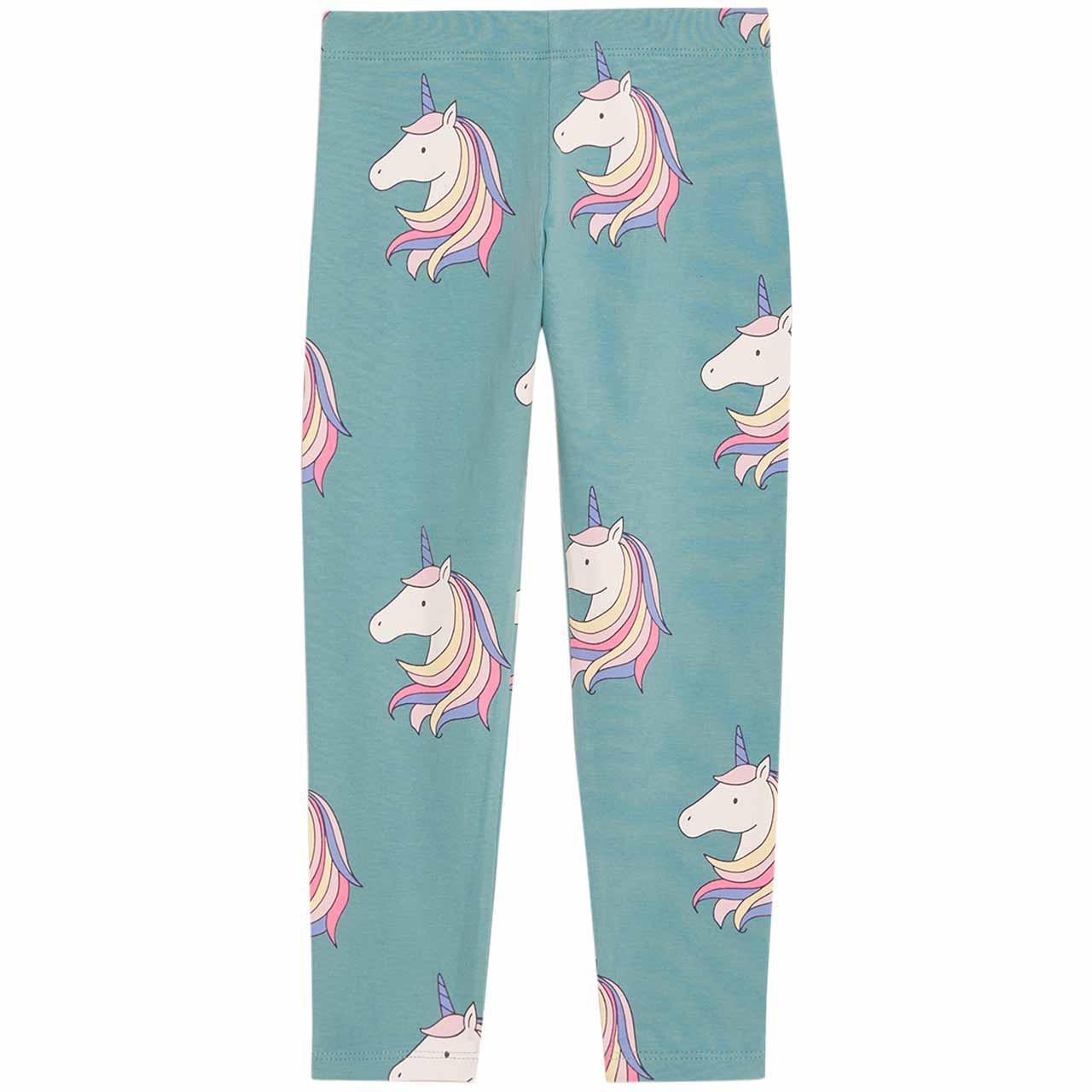 M&S Cotton Rich Unicorn Leggings, 2-3 Years, Green