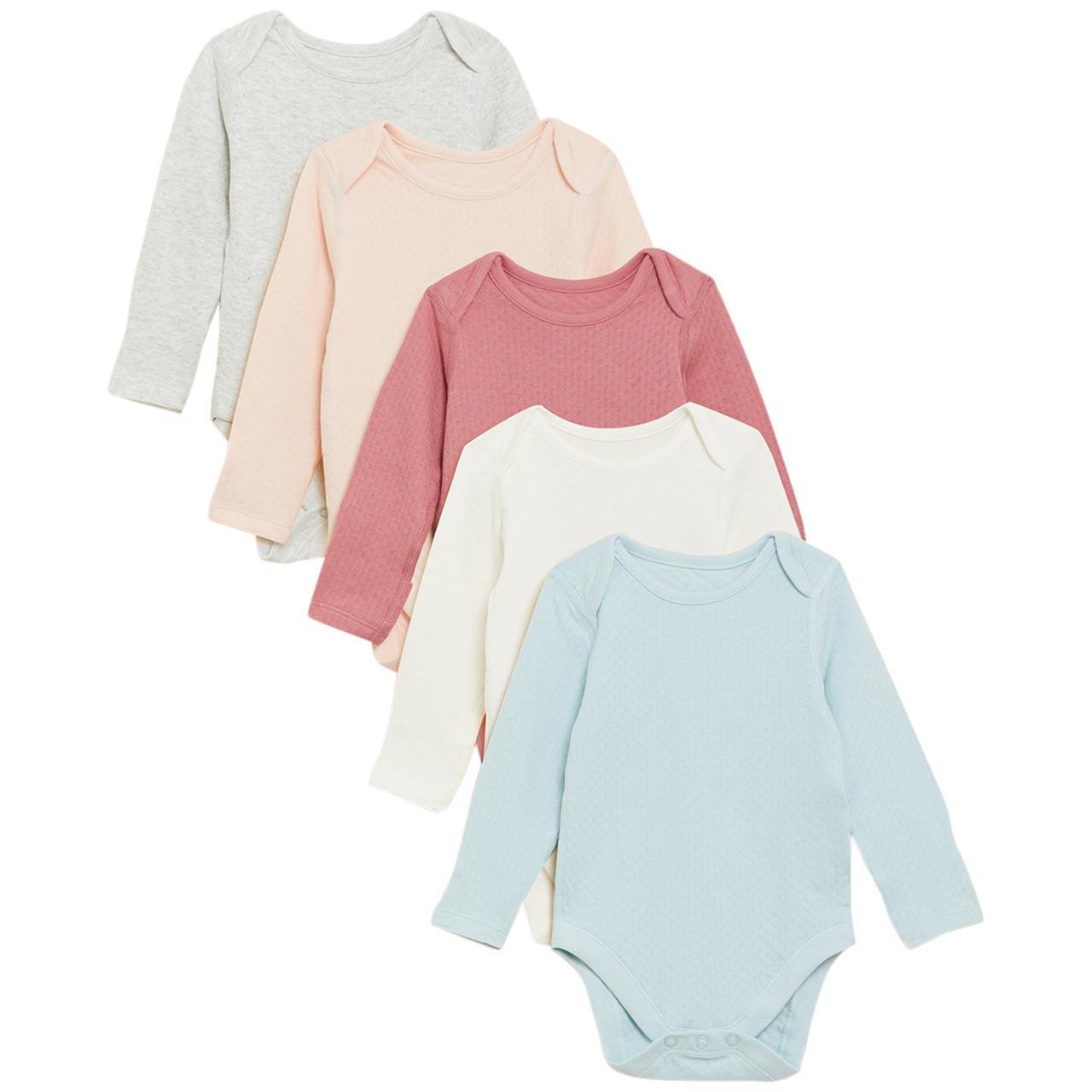 M&S Collection 5pk Pure Cotton Bodysuits Newborn Multi