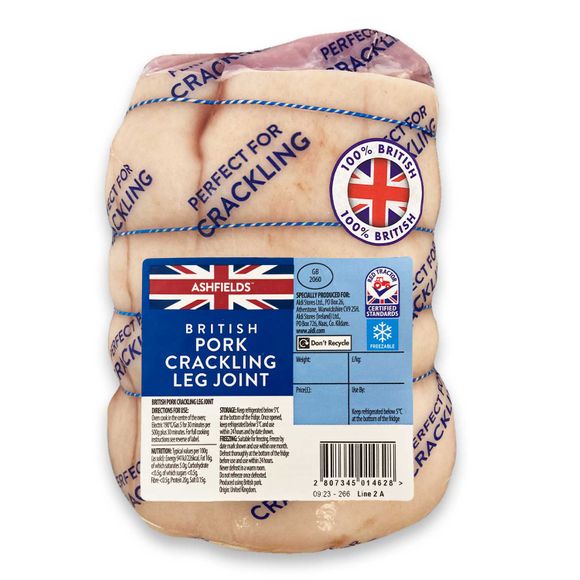 Ashfields 100% British Pork Crackling Leg Joint Typically 1.5kg