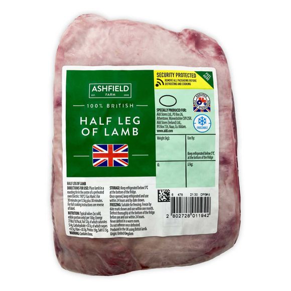 Ashfields Half Leg Of Lamb Typically 1.15kg