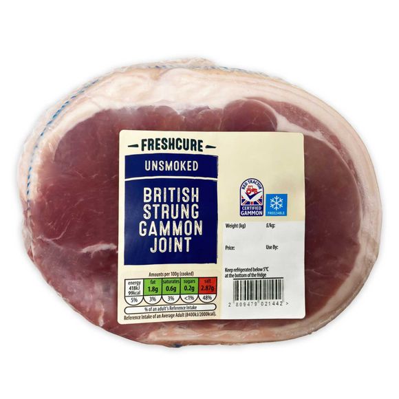 Freshcure Unsmoked Sweet Cured British Strung Gammon Joint Typically 2kg